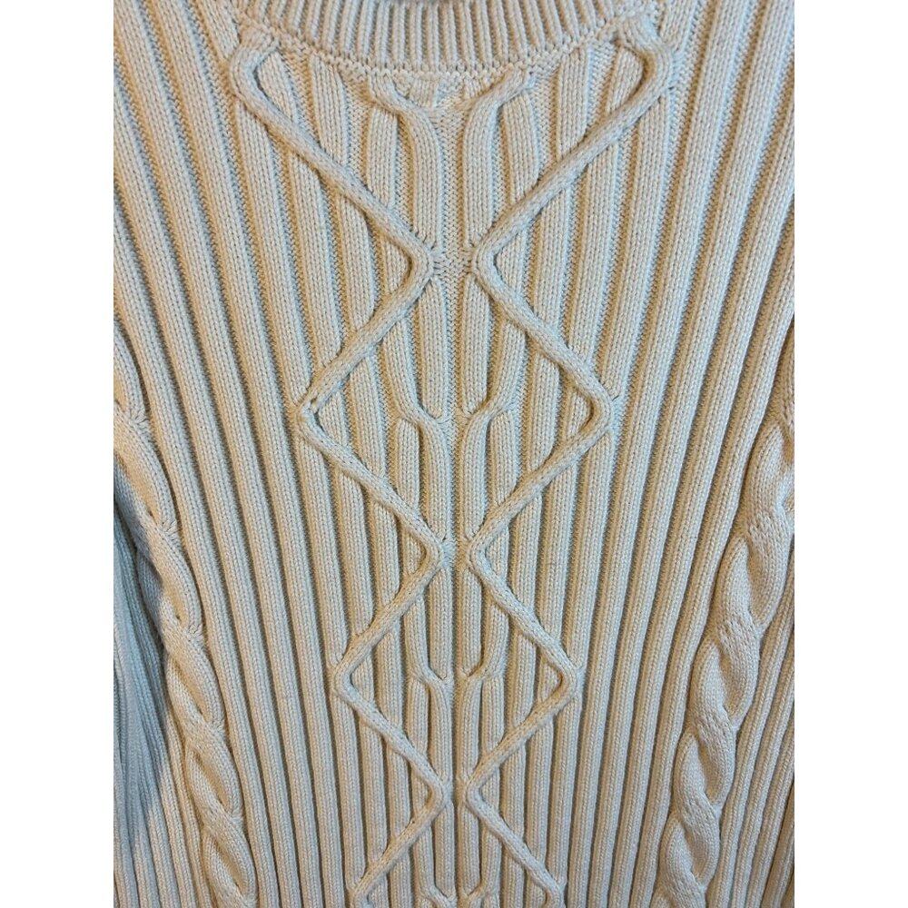 Banana Republic Cable Crew Pullover Cream womens Size L - Picture 2 of 9